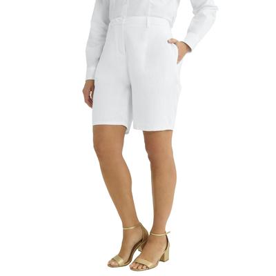 Plus Size Women's Tailored Linen Short by Jessica London in White (Size 16 W)
