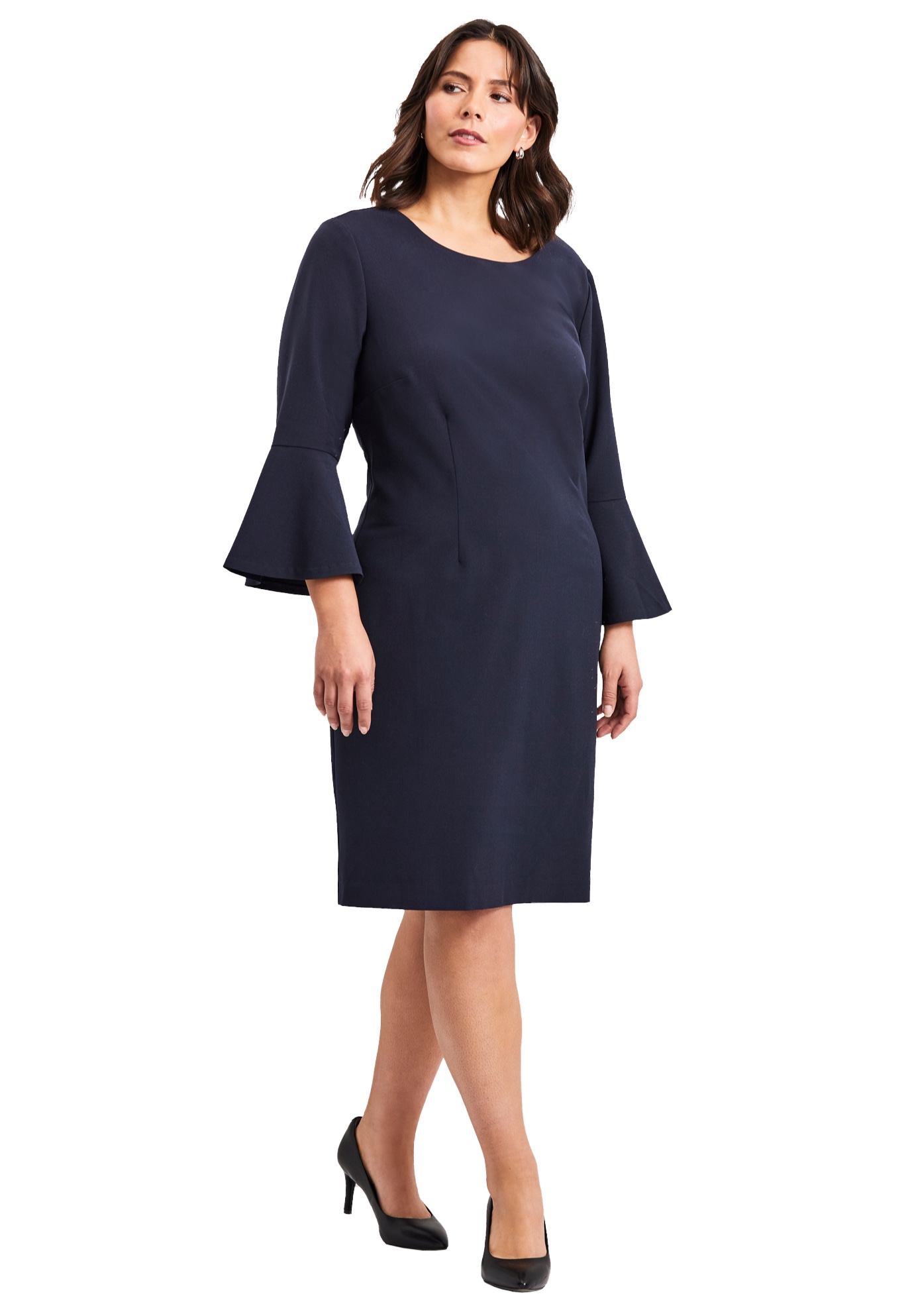 Plus Size Women's Cool Hand Bell Sleeve Dress by Avenue in Navy (Size 18)