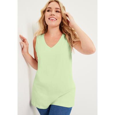 Plus Size Women's V-Neck One + Only Tank Top by June+Vie in Lime Cream (Size 22/24)
