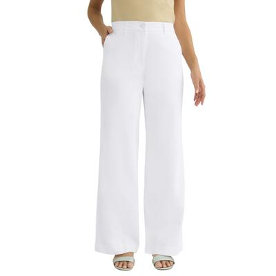 Plus Size Women's Stretch Cotton Chino Wide-Leg Trouser by Jessica London in White (Size 28 W)