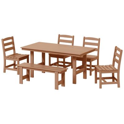 Polytrends Shoreside 6-Piece Side Chair Dining Set With Bench