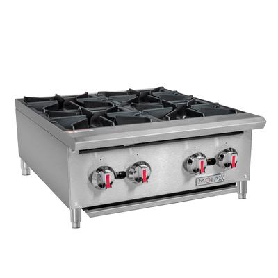 MoTak MHP24 24" Gas Hotplate w/ 4 Burners & Manual Controls, Convertible, Stainless Steel, Gas Type: Convertible