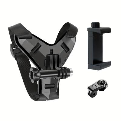 TEMU Motorcycle Helmet Adjustable Phone Holder Suitable For Hero 13/12/10/9/8/7/6/5 Motorcycle Helmet Mounting Bracket Anti Slip Silicone Pad Action Camera Holder