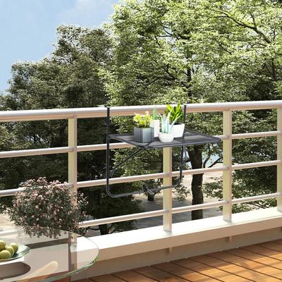 TEMU Balcony Table Black 60x40 Cm Steel Image