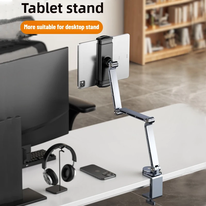 Tablet-Ständerhalter, Schreibtischhalterung, verstellbar, faltbar, Tablet-Armhalterung mit 360° ° Drehbare Basis, Telefonhalterständer für Schreibtisch und Bett Image