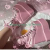 Damen-Stiefel mit rosa Plateau-Chian-Höhe, Top-Design, Schnürstiefel, Fleckkreuz, Mary Jane-Stiefel, Schuhe, Größe 46, Schnalle, Punk-Stiefel im Y2K-Stil