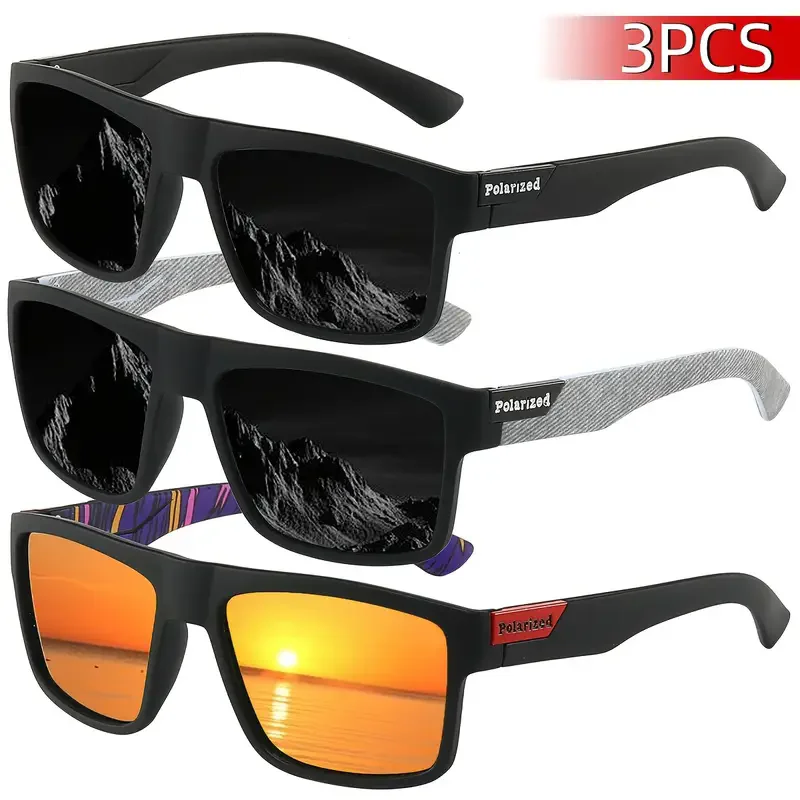 Lunettes de soleil polarisées pour hommes et femmes, lunettes de pêche, lunettes de soleil de camping, lunettes de conduite de randonnée, lunettes de soleil de sport, nouveau, 3 pièces