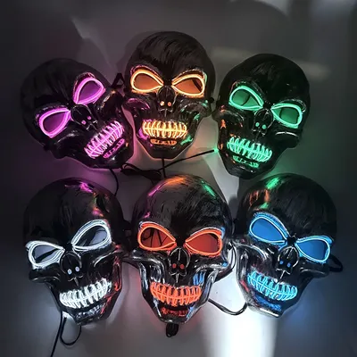 Karneval LED leuchtende Maske leuchtende Schädelmaske Horror Maskerade Party Neon Skelett Maske Festival Halloween Requisiten Image