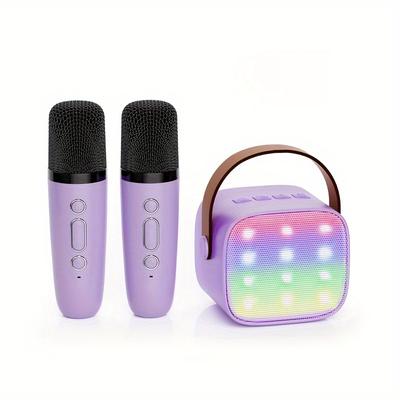 TEMU Bonaok, Karaoke Machine Toy For , Portable Speaker With Led Light, 2 Wireless Microphones, Good For Family Birthday Party, Valentine's Day Gift, Easter Basket Filler.