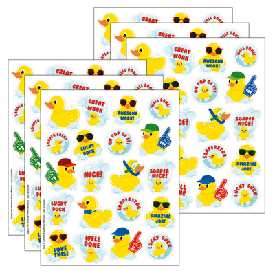 Eureka Scented Stickers, Rubber Duckies Bubblebath, 80 Stickers Per Pack, Bundle Of 6 Packs