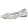 Ballerina TAMARIS, Damen, Gr. 37 (4,5), weiß (weiß, strukturiert), Leder, klassisch, Schuhe, Businessschuh, Halbschuh, Schlupfschuh mit hübscher Zierschleife, Topseller