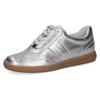 Plateausneaker CAPRICE, Damen, Gr. 39, silber (silberfarben), Leder, sportlich, Schuhe, Freizeitschuh, Halbschuh, Schnürschuh mit gepolstertem Schaftrand