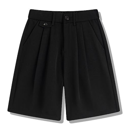 Herren Shorts Kurze Hosen Kleid-Shorts Gefaltet Elastische Taille Gerade geschnitten Glatt Komfort Kein Eisen Knielänge B¨¹ro Geschäft Täglich Modisch Strassenmode Schwarz Braun