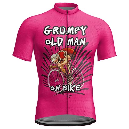 Herren Radtrikot Grafik Buchstaben Zahlen Lustig Kurzarm Fahhrad Oberteil mit 3 Gesäßtaschen Mountainbike MTB Straßenradsport Schnelltrocknend Reflektierende Streifen Rückentasche Image