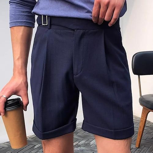 Herren Shorts Kurze Hosen Kleid-Shorts Gefaltet Gerade geschnitten Höhenanstieg Glatt Feuchtigkeitsableitung Kein Eisen Knielänge B¨¹ro Geschäft Täglich Elegant Modisch Marineblau Aprikose