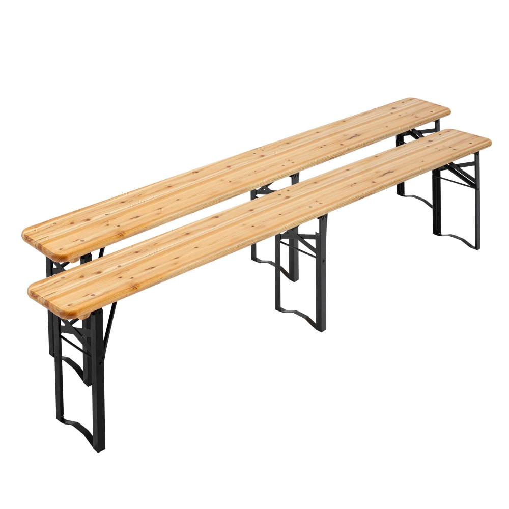 Lot de 2 bancs pliants brasserie en bois 180 cm