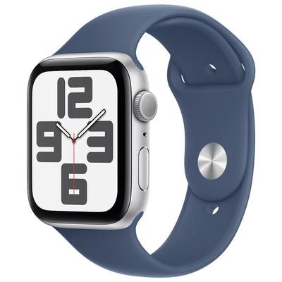 Apple Smartwatch Apple Watch SE 44 mm Aluminium Silber (GPS) Sportarmband S/M grün
