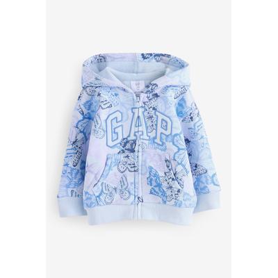 Gap Girls Blue Butterfly Logo Fleece-Lined Zip Up Hoodie (6mths-5yrs) - Blue Butterfly