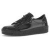 Plateausneaker GABOR, Damen, Gr. 37, schwarz, Lackleder, glänzend, casual, Schuhe, Freizeitschuh, Halbschuh, Schnürer mit edlen Schmuck-Motiven