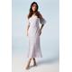 Oasis Womens Rose Jacquard Puff Sleeve Asym Detail Bridesmaids Midi Dress - Lilac - Size 14 UK | Oasis Sale | Discount Designer Brands