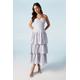 Oasis Womens Rose Jacquard Cami Strappy Tiered Bridesmaids Midi Dress - Lilac - Size 10 UK | Oasis Sale | Discount Designer Brands