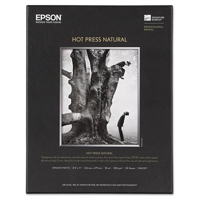 Epson Hot Press Fine Art Paper, 17 mil, 8.5 x 11, Smooth Matte Natural, 25/Pack (EPSS042317) (S042317)