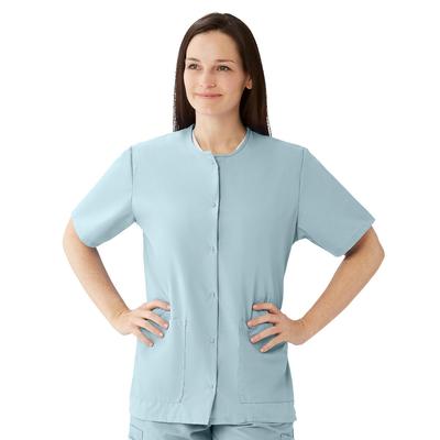 Medline Medline Women's Snap-Front Jewel-Neckline Scrub Top, 2 Pockets, Misty, Size 2XL, 1/EA (851NTZXXL)