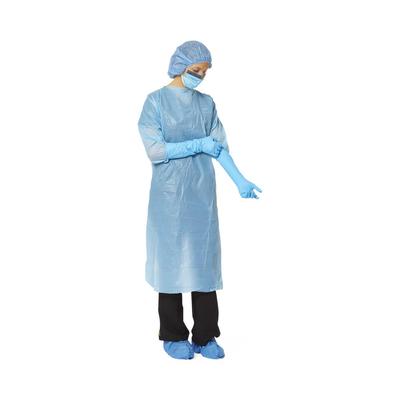 Medline Polyethylene Gowns with Thumb Loop, Blue, Size XL, 15/BX (CRI5001Z)