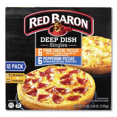 Red Baron Deep Dish Pizza Singles Variety Pack, Four Cheese/Pepperoni, 5.5 oz Pack, 12 Packs/Carton, Ships in 1-3 Business Days (GRR90300007)