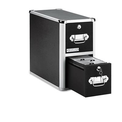 Vaultz Two-Drawer CD File Cabinet, Holds 330 Folders or 120 Slim/60 Standard Cases, Black (IDEVZ01094)