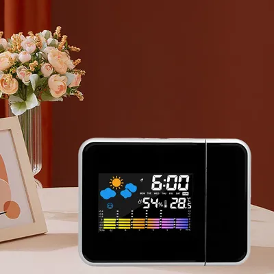 Projektions uhr digitaler LED-Projektor mit Nacht hintergrund beleuchtung für zu Hause Wohnzimmer Schlafzimmer Schreibtisch Tisch Thermometer Hygrometer
