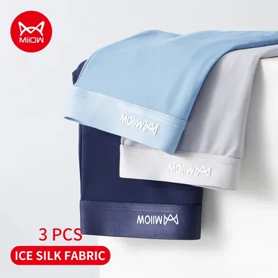 MiiOW 3Pcs Eis Seide Männer Höschen Graphene Antibakterielle männer Unterwäsche Boxer Herren Unterhose Atmungsaktive Sommer Mann Boxer Briefs Image