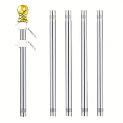 TEMU 6ft Flag Pole Kit, Flag Pole For Garden, 1.8m 5 Sections Stainless Steel Flag Pole For Outside House Garden Yard, Residential Or Commerical Flag Pole Kit (not Included Bracket And Flag)