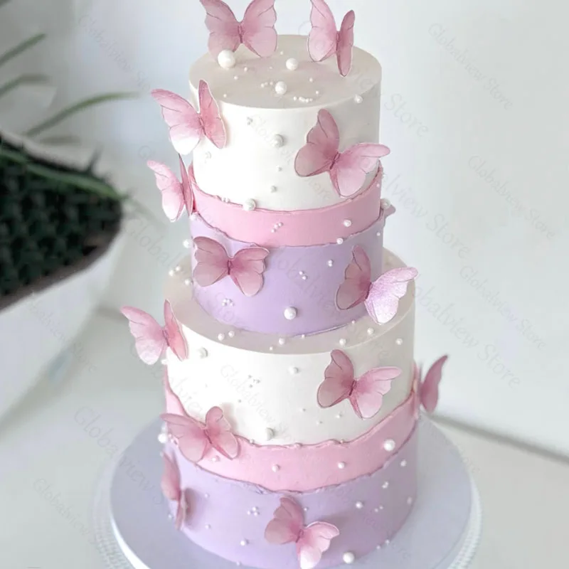48/160 pezzi farfalle rosa toppers cupcake toppers torta farfalla di carta per compleanno nuziale baby shower decorazioni per torte per ragazze