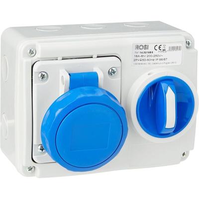 Industrielle horizontale verriegelte Steckdose 16A IP67 2P+E Rosi Blue 14.3216B6 Image