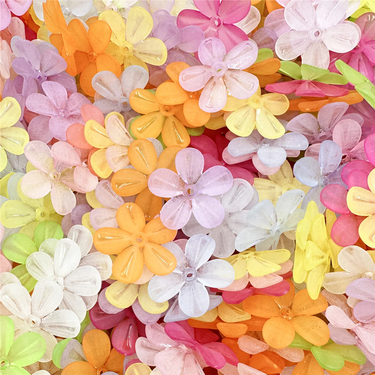 10pcs/lot 28.5mm 5 Petals Flower Beads Caps Receptacle DIY Making Frosted Semi Transparent Handmade Hairpins Material