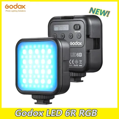 Godox LED 6R RGB Video Light,Dimmable 0-360 Full Color 3200K-6500K 13 FX Effects Built-in 1800mAh