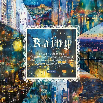 KLJUYP 24 sheets 6"X6" Rainy Paper Scrapbook paper Scrapbooking patterned paper pack DIY craft