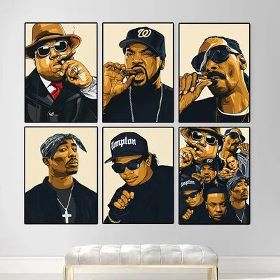 Famous Singer Smoking Poster Canvas Painting BIG Biggie Smalls Wall Art Hip Hop Rapper Painting