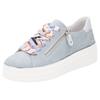 Plateausneaker REMONTE, Damen, Gr. 42, weiß (hellblau, weiß), Veloursleder, kontrastfarbene Details, sportlich, Schuhe, Freizeitschuh, Halbschuh, Schnürschuh mit seitlichem Reißverschluss
