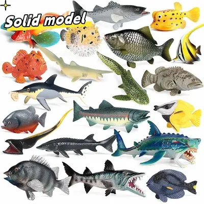 1Pcs Simulation Marine Life Arowana Clownfish Capybara Salmon Sea Animals Action Figures Platypus