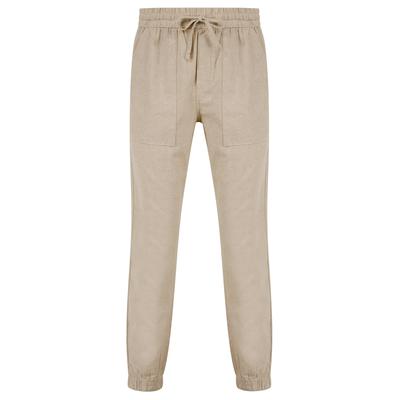 Trousers Fira Cotton Linen Comfort Fit Elasticated Waist Trousers in Nomad Sand / XL - Tokyo Laundry