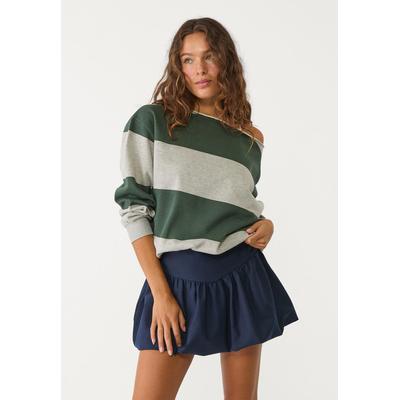 Stradivarius Striped sweatshirt with exposed shoulders Bottle green XL