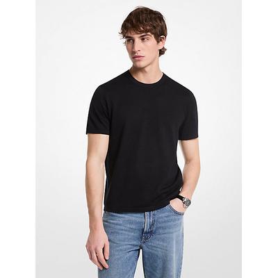 Michael Kors Linen and Cotton Short-Sleeve Sweater Black L