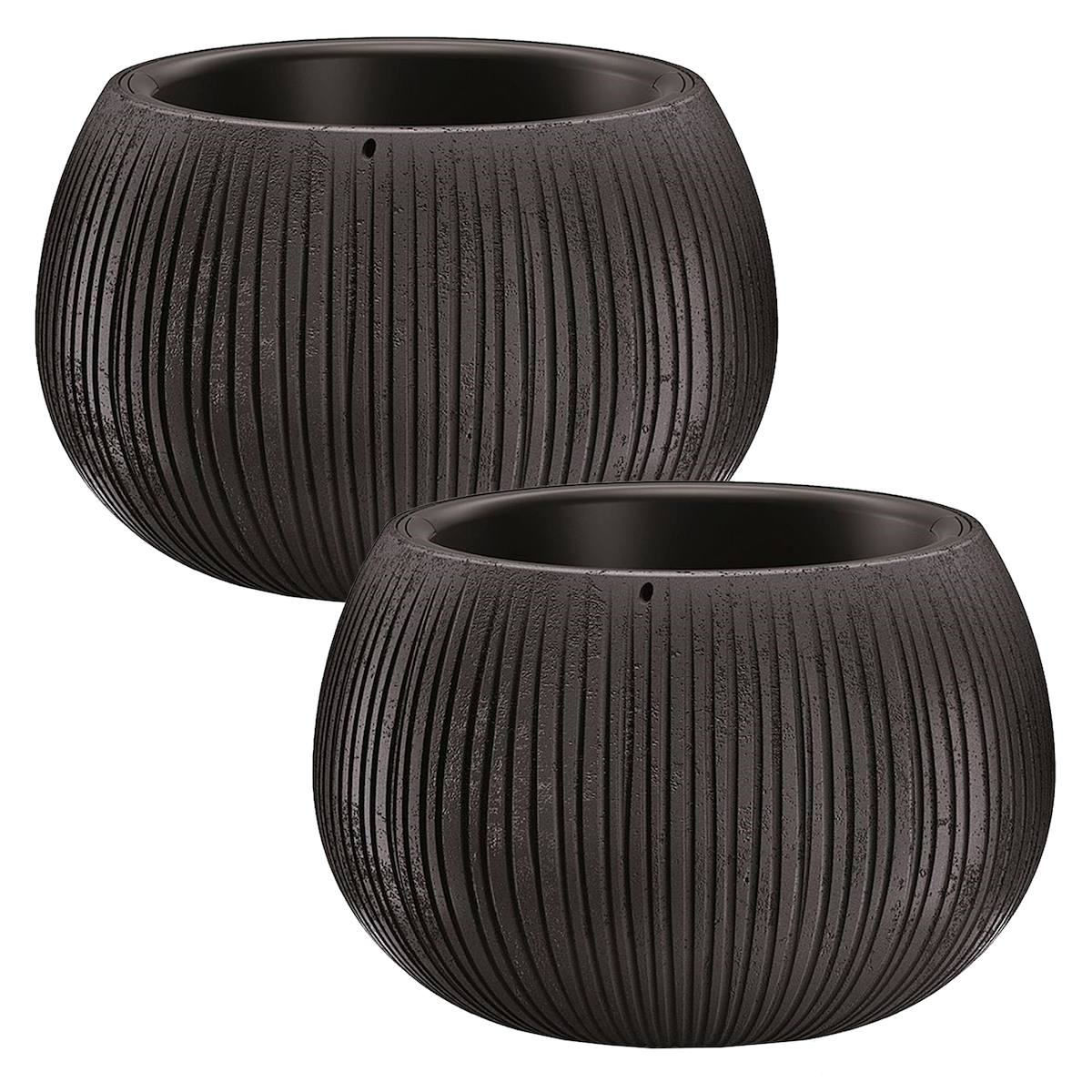 WellHome - Set von 2 Pflanztöpfen 2,3L Beton Bowl Ø23,8 cm/Stück in Zement schwarz Image