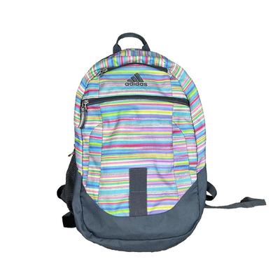 Adidas Bags | Adidas Foundation Iv Backpack Multi Color Striped Large School Outdoor Sports | Color: Gray/Pink | Size: Os