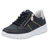 Sneaker RIEKER, Damen, Gr. 41, silber (nachtblau, silberfarben), Leder, kontrastfarbene Details, sportlich, Schuhe Sneaker, Schnürschuh, Halbschuh, Freizeitsneaker, seitlicher Reißverschluss