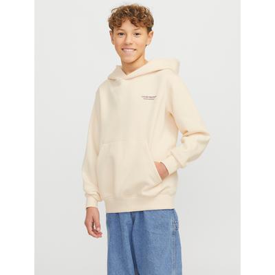 Kapuzensweatshirt JACK & JONES JUNIOR "JORISLINGTON BACK SWEAT HOOD SN JNR", Jungen, Gr. 176, weiß (antique weiß), anger