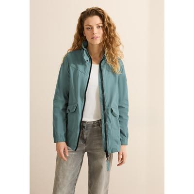 Kurzjacke CECIL, Damen, Gr. XL (44), blau (strong mint), Stoff, Obermaterial: 58% Polyester, 32% Baumwolle, 10% Nylon; Futter: 100% Polyester, unifarben, casual, normal normal, hoch geschlossener Ausschnitt, Langarm Bündchen, Jacken, mit Stehkragen Image