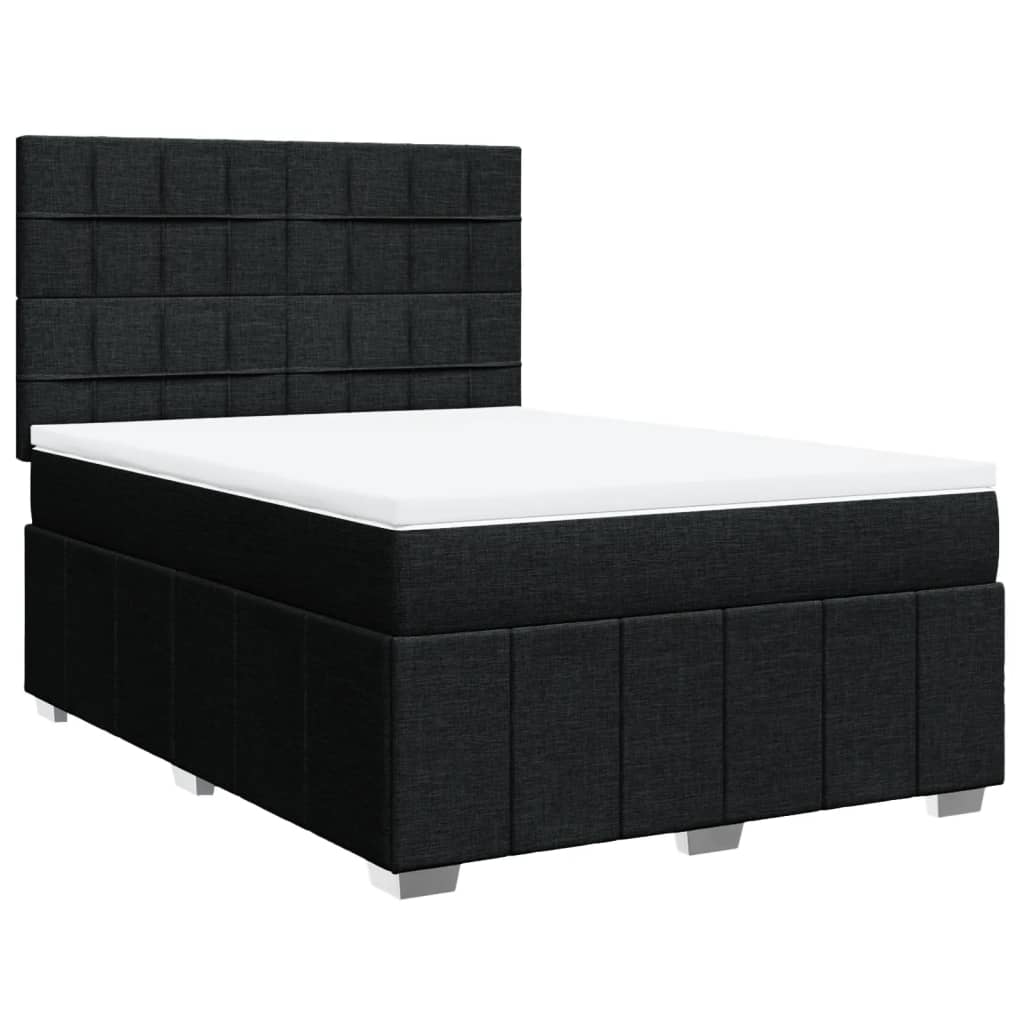 vidaXL Boxspringbett mit Matratze Schwarz 140x200 cm Stoff Image